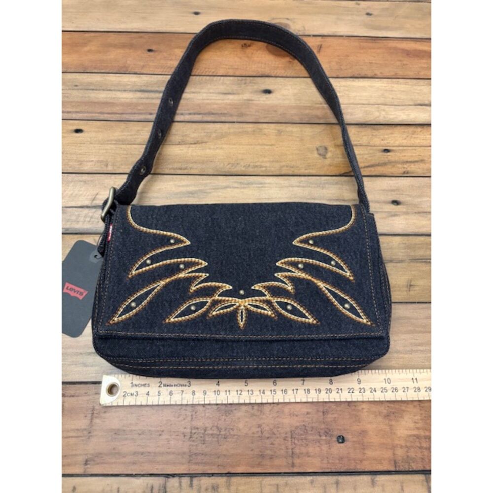 Levi's Brannan Embroidered Shoulder Bag Dark Wash NWT